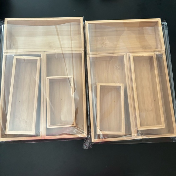 NEW SEALED 2 SET TEICUI Pure Natural Bamboo Drawer Kitchen Organizer - Picture 11 of 11